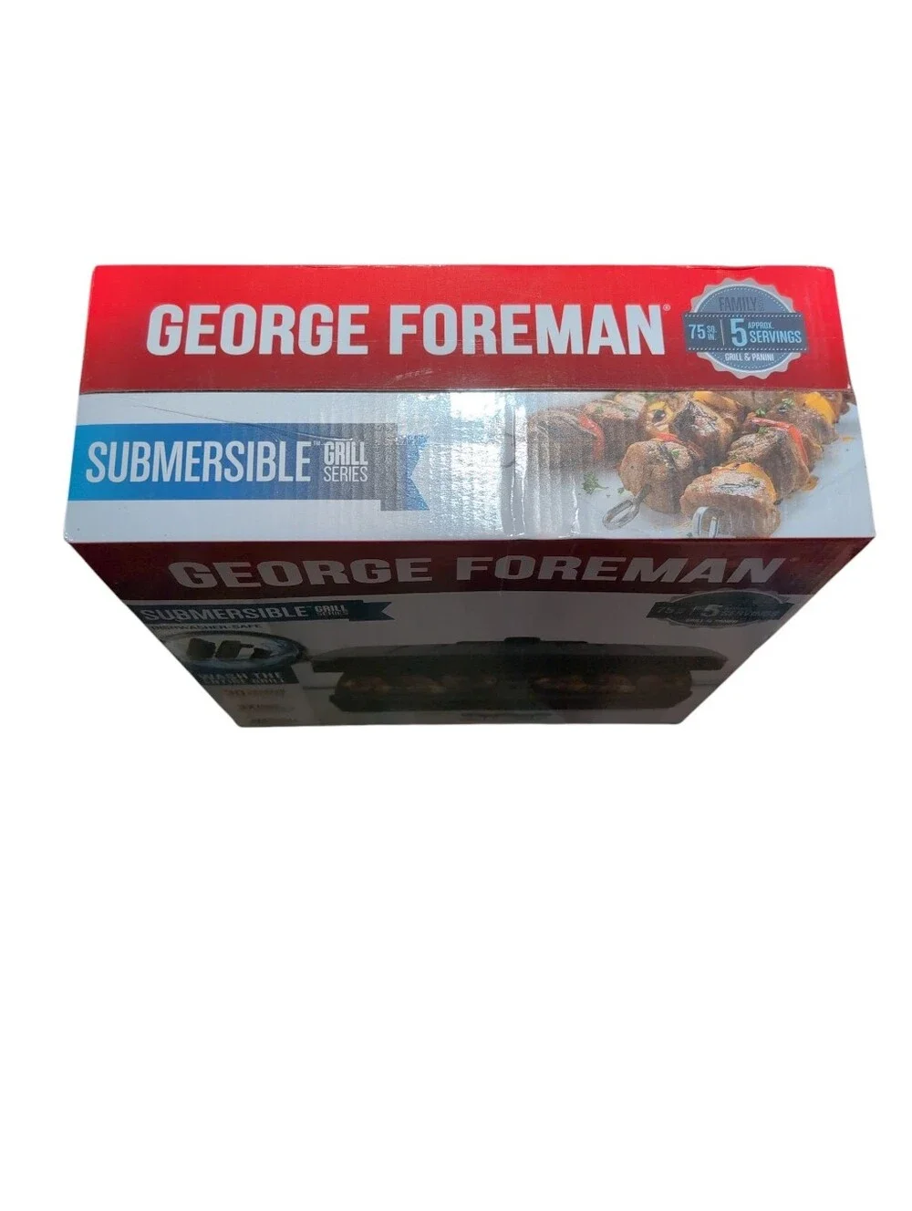 NIB George Foreman Submersible Grill Black Dishwasher Safe 5 Serving Non Stick
